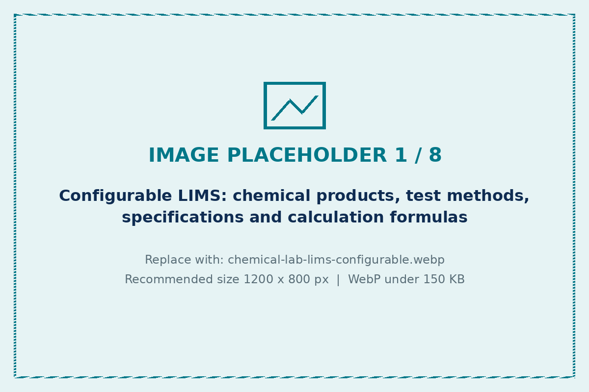 LIMS software for chemical laboratories with configurable tests and specifications
