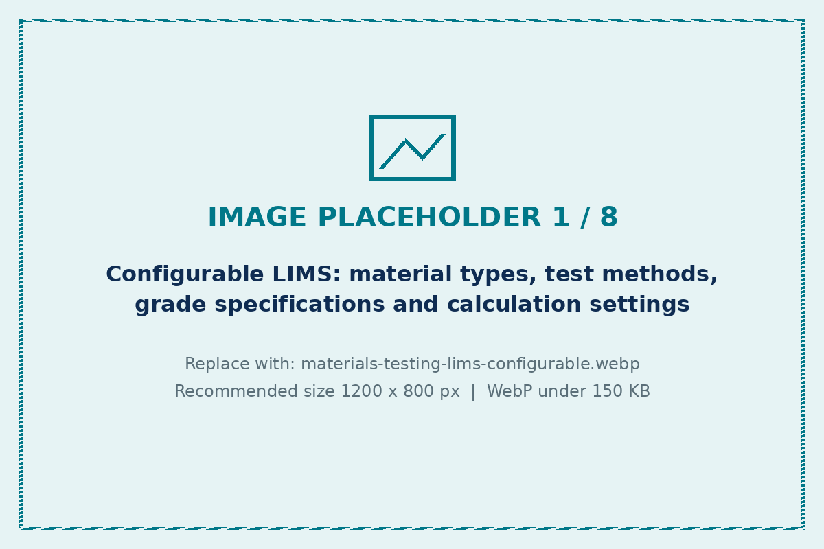 LIMS software for material testing labs with configurable tests and specifications