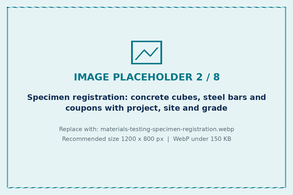 Specimen registration for concrete, steel and metal samples in materials testing LIMS